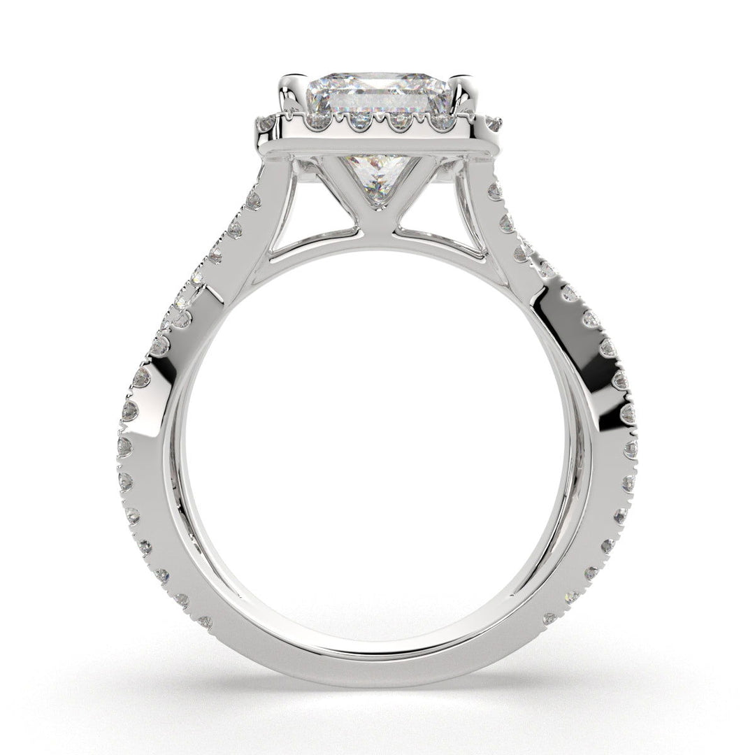 Ophelia Princess Cut Pave Halo Split Shank Engagement Ring Setting - Nivetta
