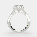 Load image into Gallery viewer, Ophelia Princess Cut Pave Halo Split Shank Engagement Ring Setting - Nivetta