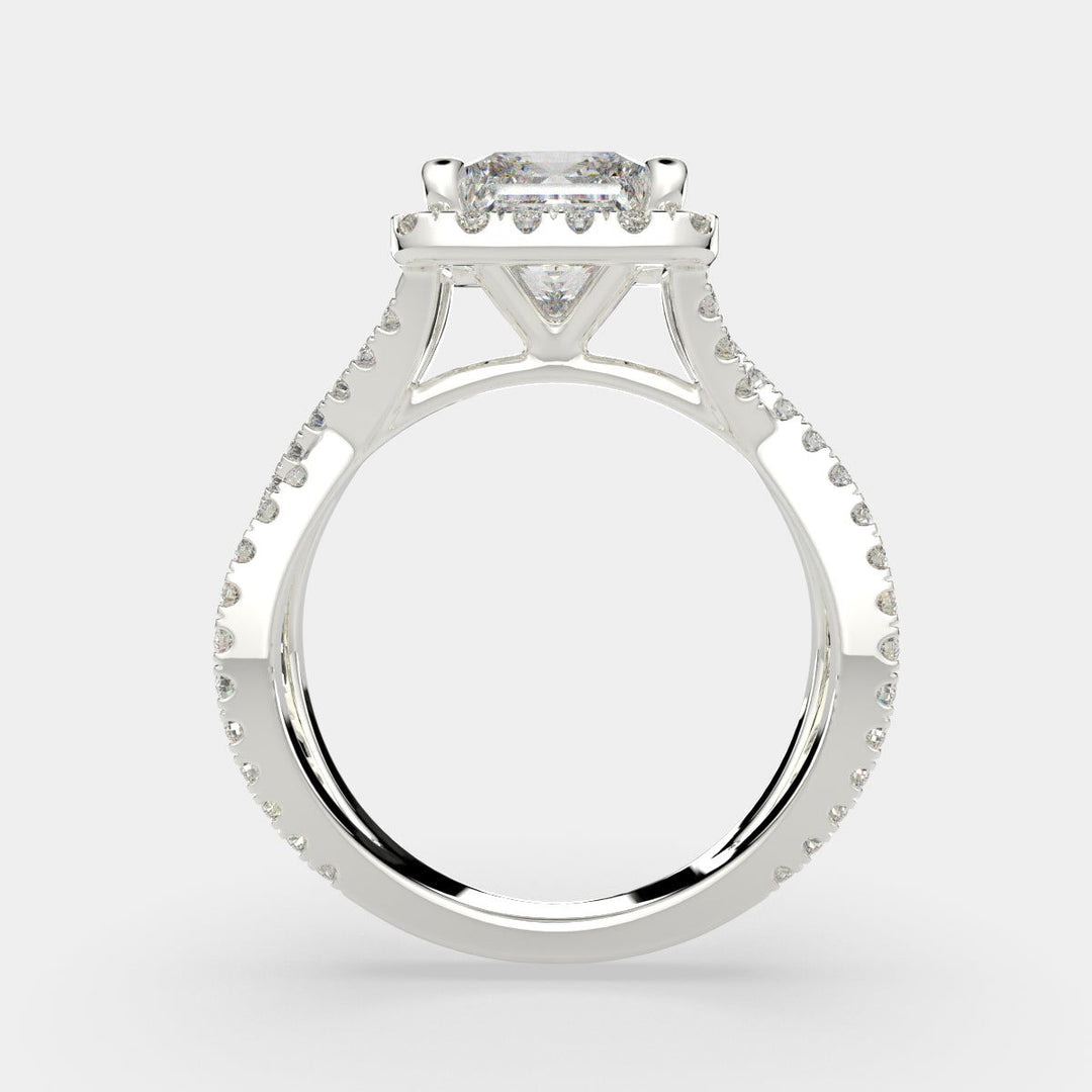Ophelia Princess Cut Pave Halo Split Shank Engagement Ring Setting - Nivetta