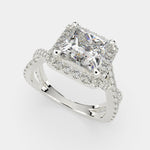 Load image into Gallery viewer, Ophelia Princess Cut Pave Halo Split Shank Engagement Ring Setting - Nivetta