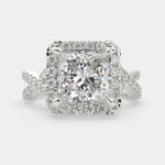 Load image into Gallery viewer, Ophelia Princess Cut Pave Halo Split Shank Engagement Ring Setting - Nivetta