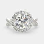 Load image into Gallery viewer, Ophelia Round Cut Pave Halo Split Shank Engagement Ring Setting - Nivetta