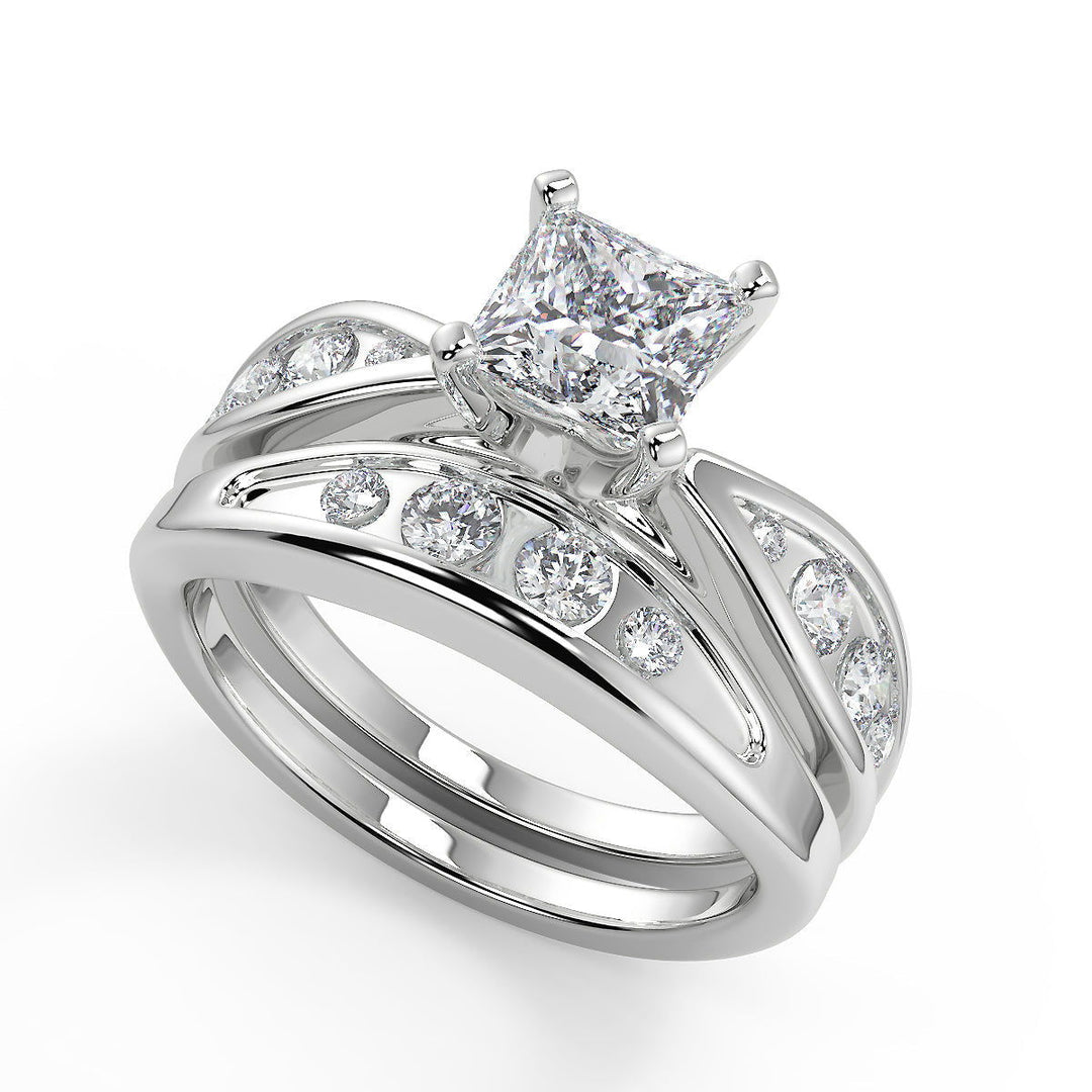 Paloma Inset 4 Prong Princess Cut Diamond Engagement Ring - Nivetta