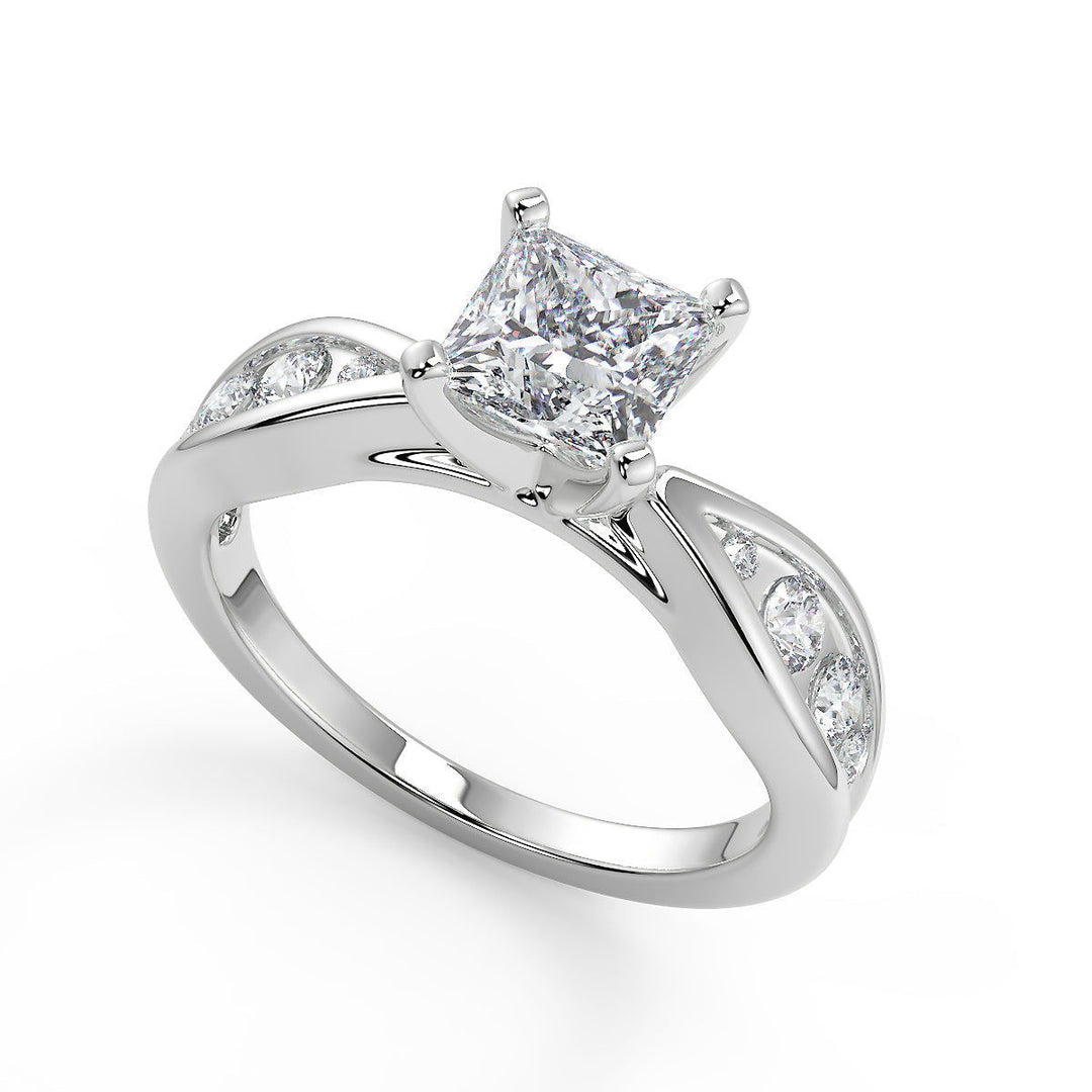 Paloma Inset 4 Prong Princess Cut Diamond Engagement Ring - Nivetta