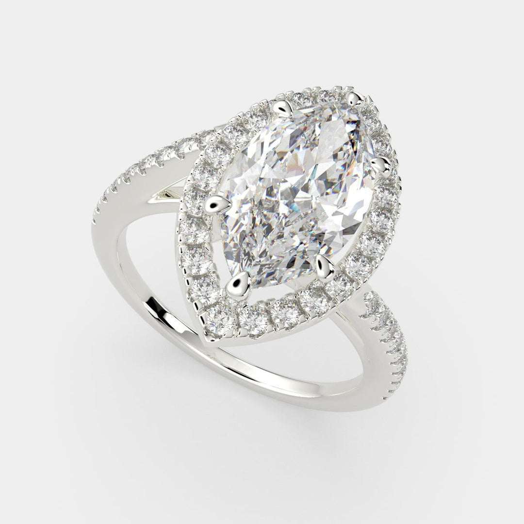 Paloma Marquise Cut Pave Halo Engagement Ring Setting - Nivetta