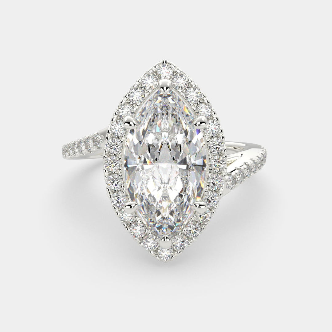 Paloma Marquise Cut Pave Halo Engagement Ring Setting - Nivetta