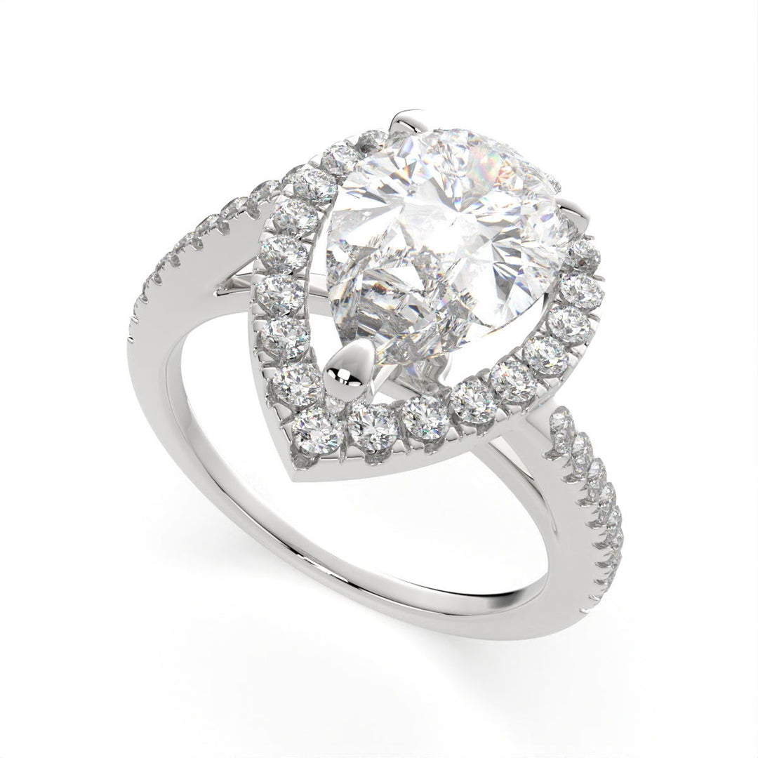 Paloma Pear Cut Pave Halo Engagement Ring Setting - Nivetta