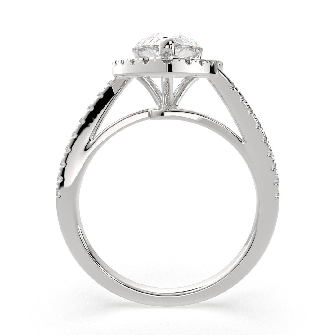 Paloma Pear Cut Pave Halo Engagement Ring Setting - Nivetta