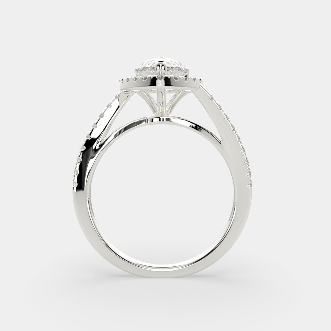Paloma Pear Cut Pave Halo Engagement Ring Setting - Nivetta