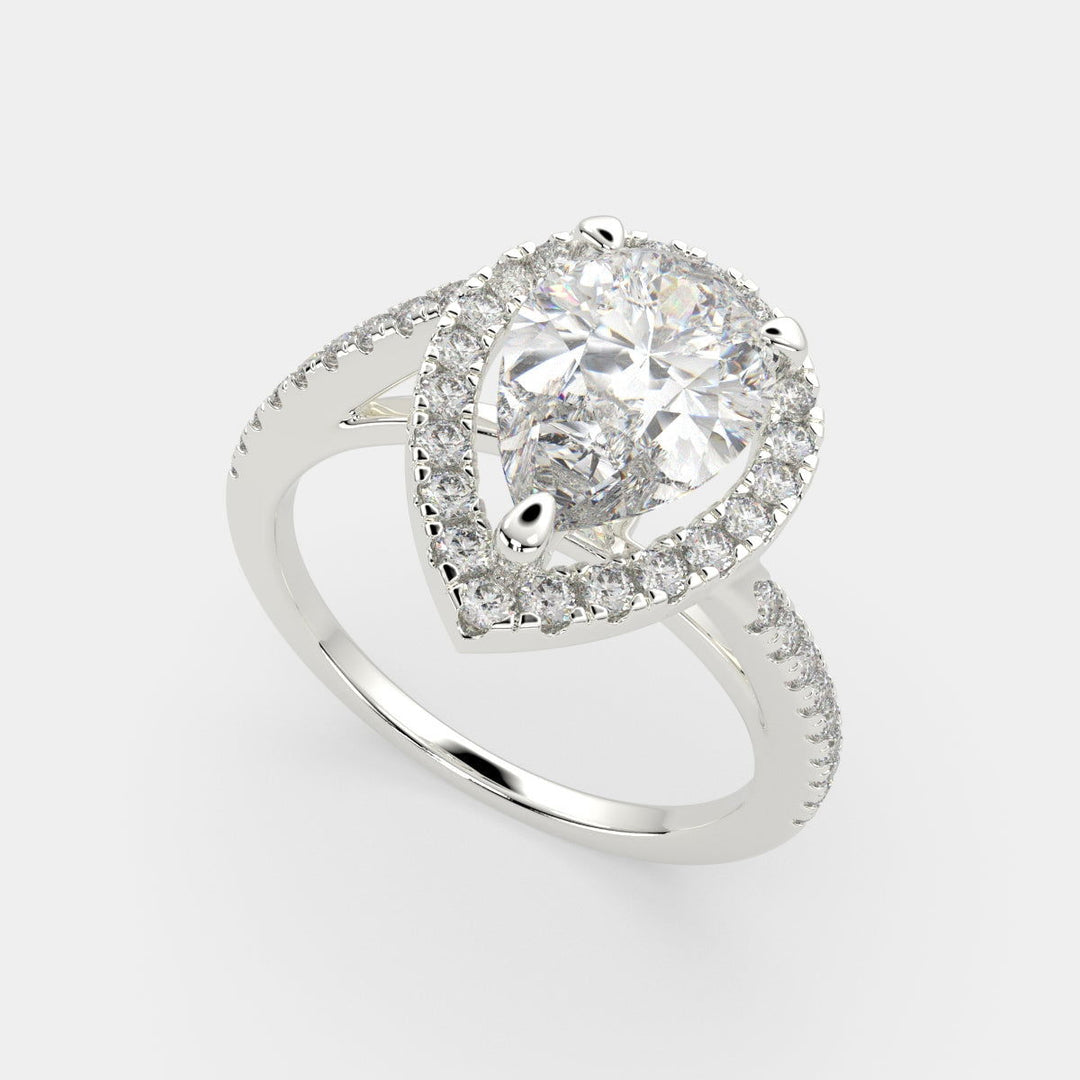 Paloma Pear Cut Pave Halo Engagement Ring Setting - Nivetta