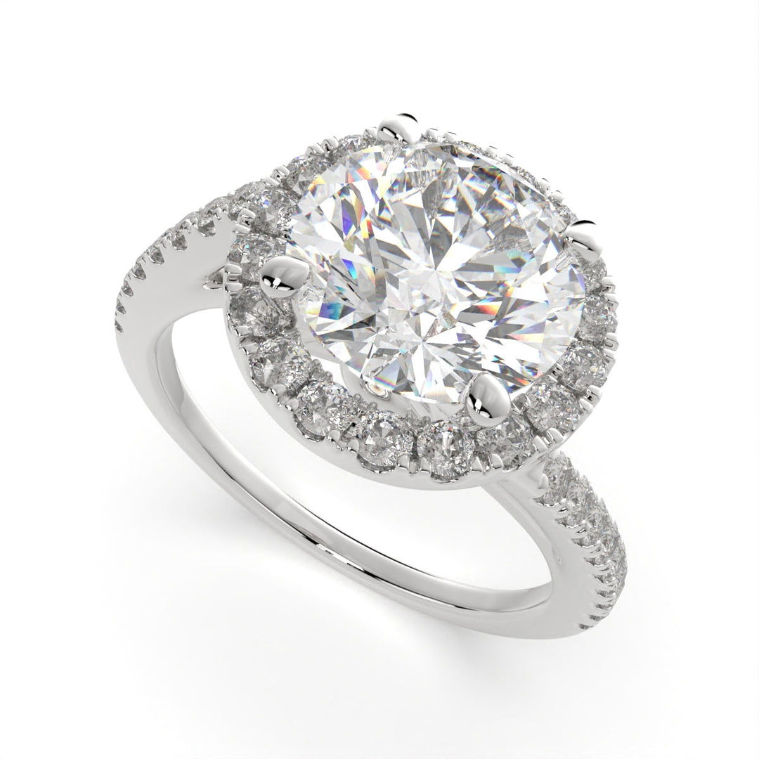 Paloma Round Cut Pave Halo Engagement Ring Setting - Nivetta