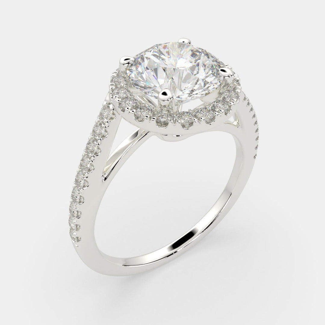 Paloma Round Cut Pave Halo Engagement Ring Setting - Nivetta