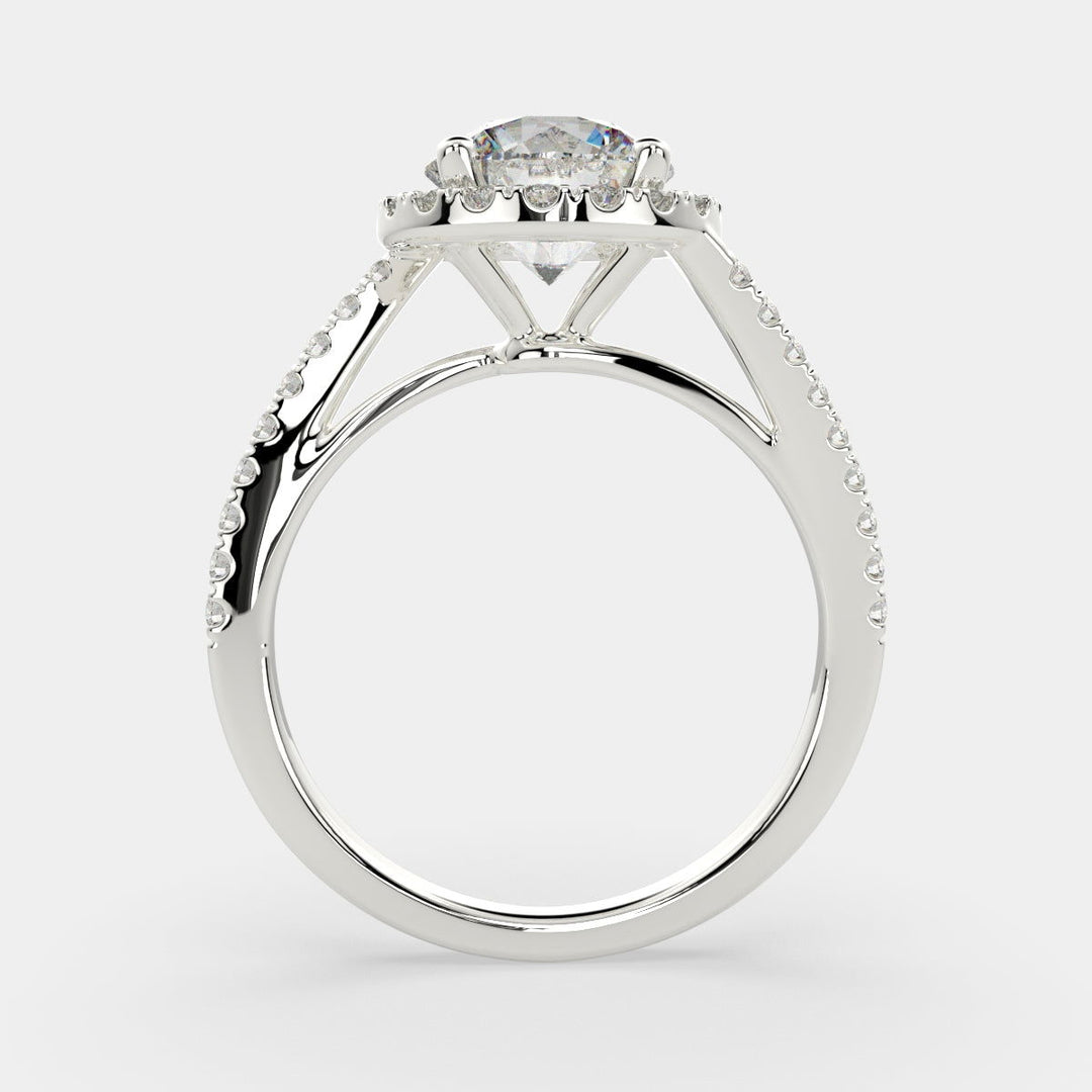 Paloma Round Cut Pave Halo Engagement Ring Setting - Nivetta