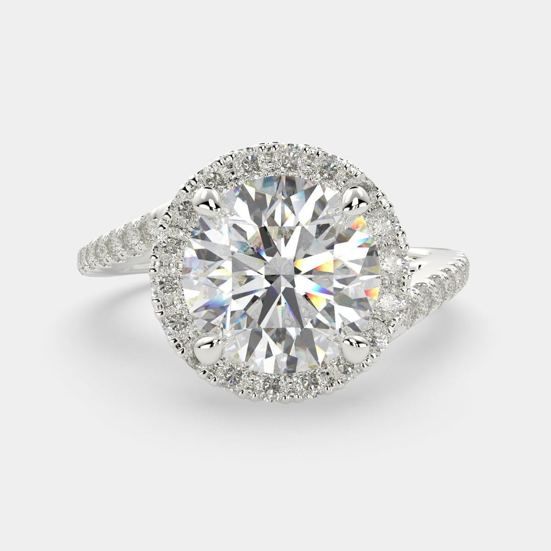 Paloma Round Cut Pave Halo Engagement Ring Setting - Nivetta
