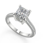 Load image into Gallery viewer, Pamela Micro Double Prong 3 Sided Princess Cut Diamond Ring - Nivetta