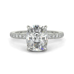 Load image into Gallery viewer, Pauline Cushion Cut Pave Hidden Halo 4 Prong Claw Set Engagement Ring Setting - Nivetta