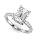 Load image into Gallery viewer, Pauline Emerald Cut Pave Hidden Halo 4 Prong Claw Set Engagement Ring Setting - Nivetta