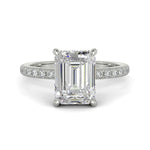 Load image into Gallery viewer, Pauline Emerald Cut Pave Hidden Halo 4 Prong Claw Set Engagement Ring Setting - Nivetta