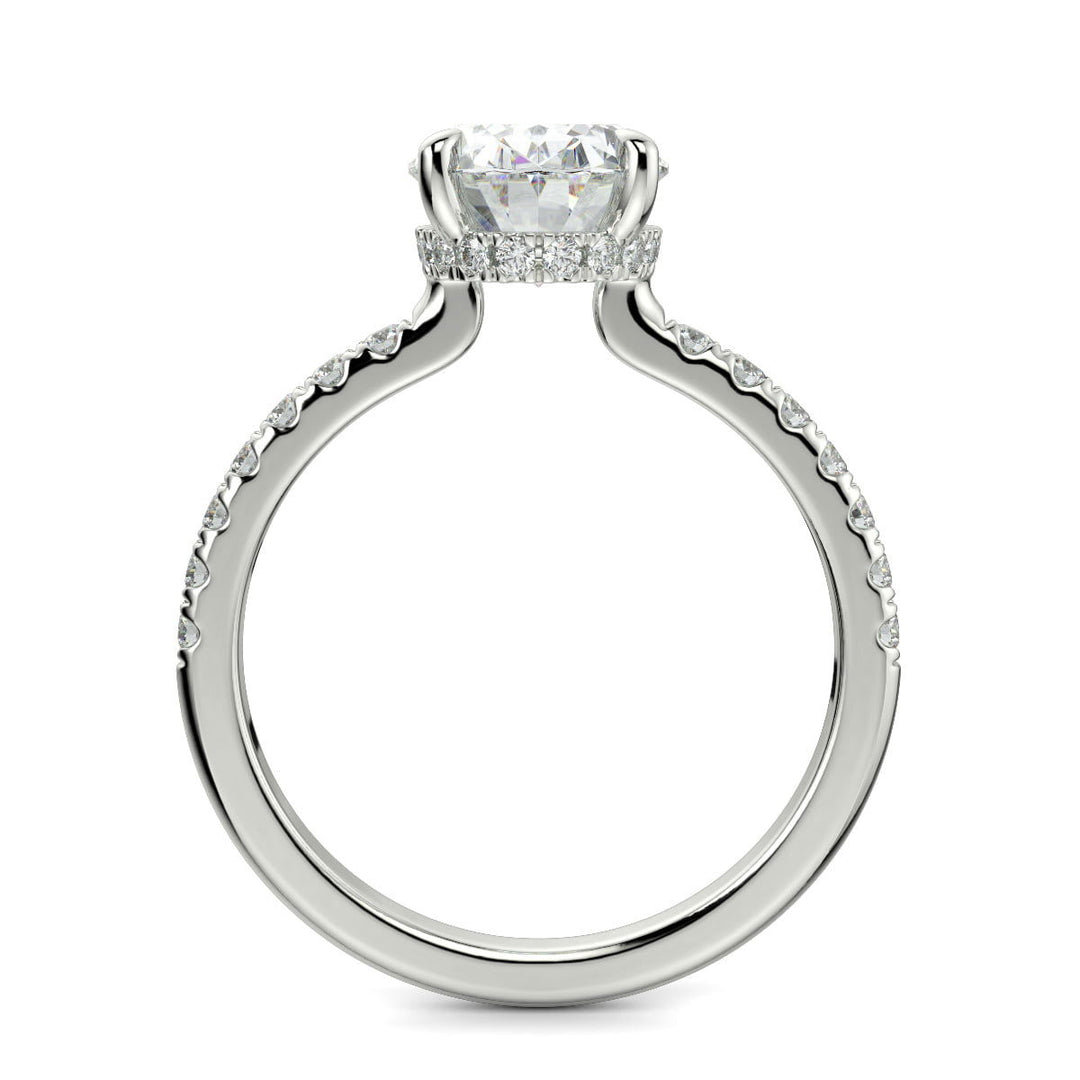 Pauline Oval Cut Pave Hidden Halo 4 Prong Claw Set Engagement Ring Setting - Nivetta