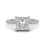 Load image into Gallery viewer, Pauline Princess Cut Pave Hidden Halo 4 Prong Claw Set Engagement Ring Setting - Nivetta
