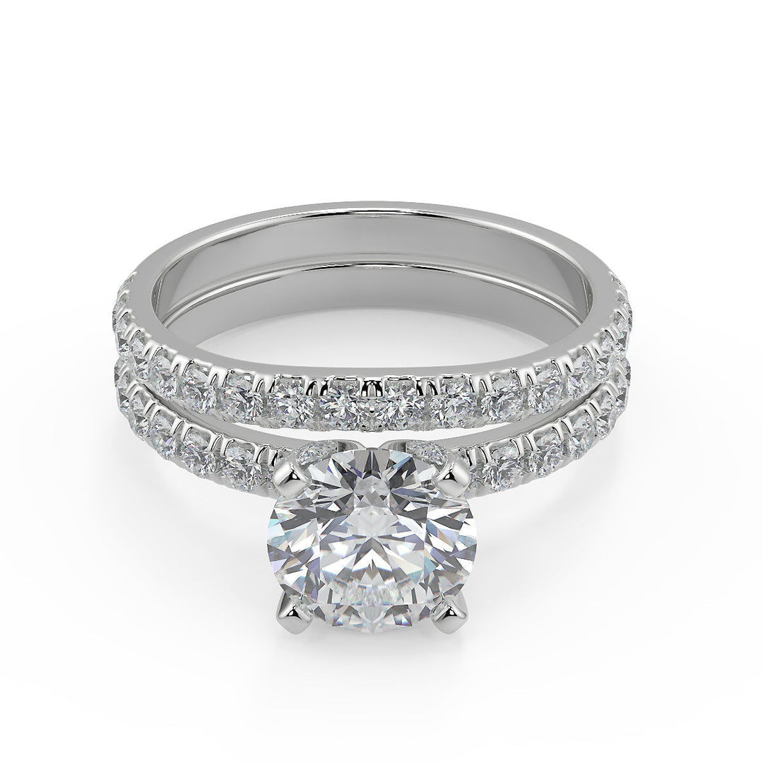 Payton Classic Pave 4 Prong Round Cut Diamond Engagement Ring - Nivetta