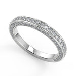Load image into Gallery viewer, Priscilla Bar Set 3 Sided Pave Round Cut Diamond Engagement Ring - Nivetta