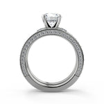 Load image into Gallery viewer, Priscilla Bar Set 3 Sided Pave Round Cut Diamond Engagement Ring - Nivetta