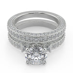 Load image into Gallery viewer, Priscilla Bar Set 3 Sided Pave Round Cut Diamond Engagement Ring - Nivetta