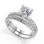 Load image into Gallery viewer, Regan Classic Pave 4 Prong Cushion Cut Diamond Engagement Ring - Nivetta
