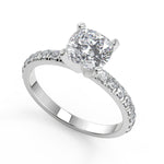 Load image into Gallery viewer, Regan Classic Pave 4 Prong Cushion Cut Diamond Engagement Ring - Nivetta
