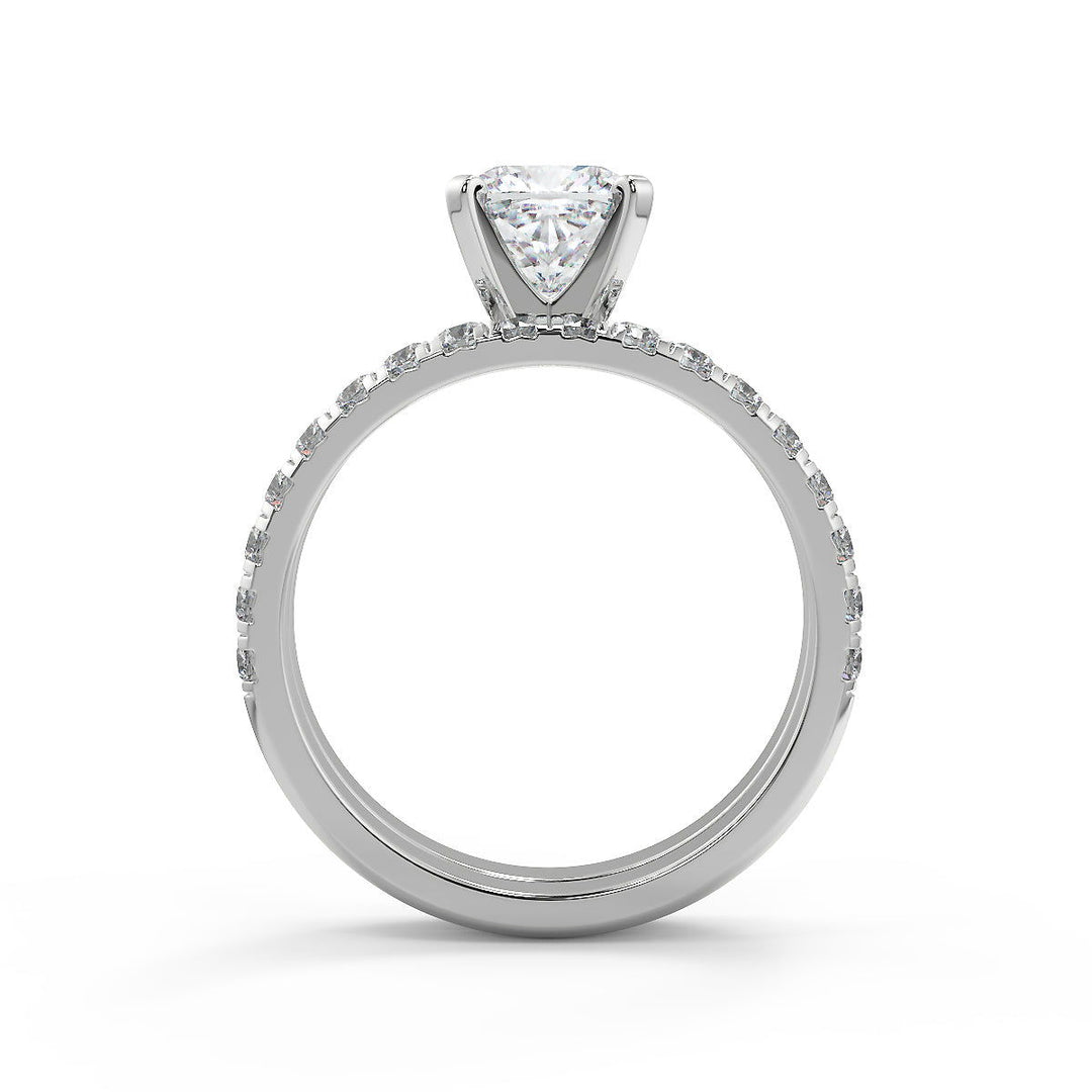 Regan Classic Pave 4 Prong Cushion Cut Diamond Engagement Ring - Nivetta