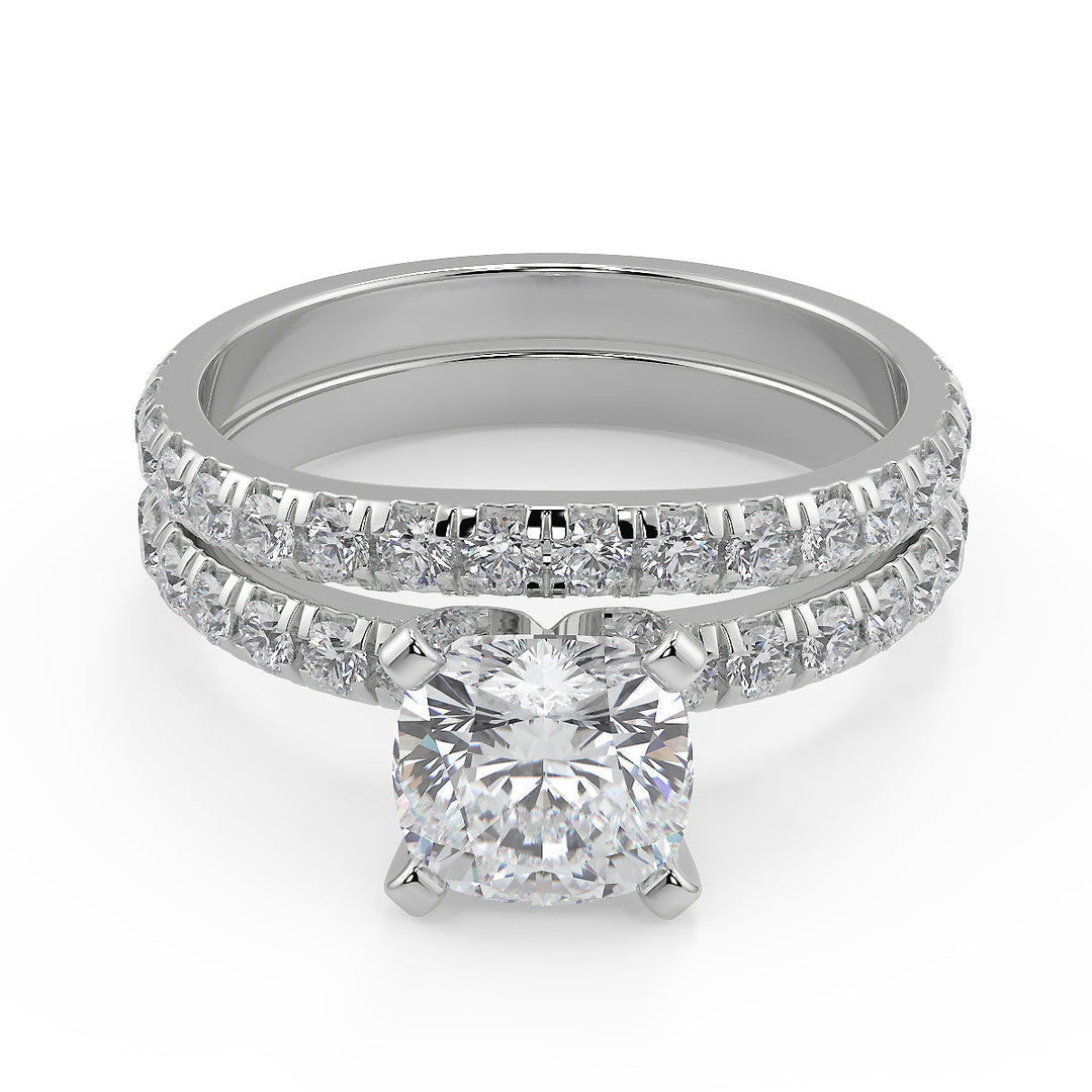 Regan Classic Pave 4 Prong Cushion Cut Diamond Engagement Ring - Nivetta