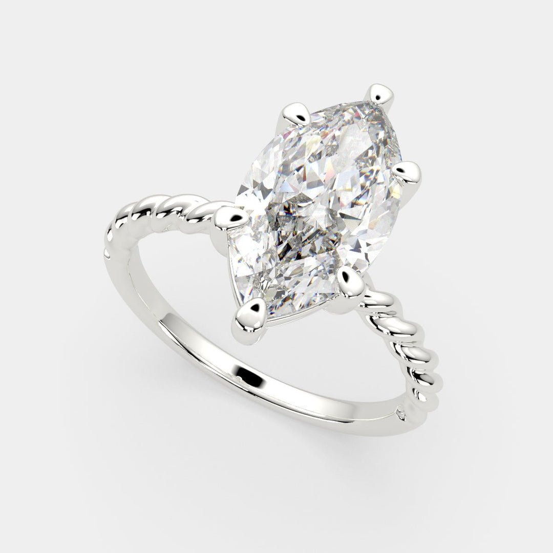 Renata Marquise Cut Solitaire Rope Engagement Ring Setting - Nivetta