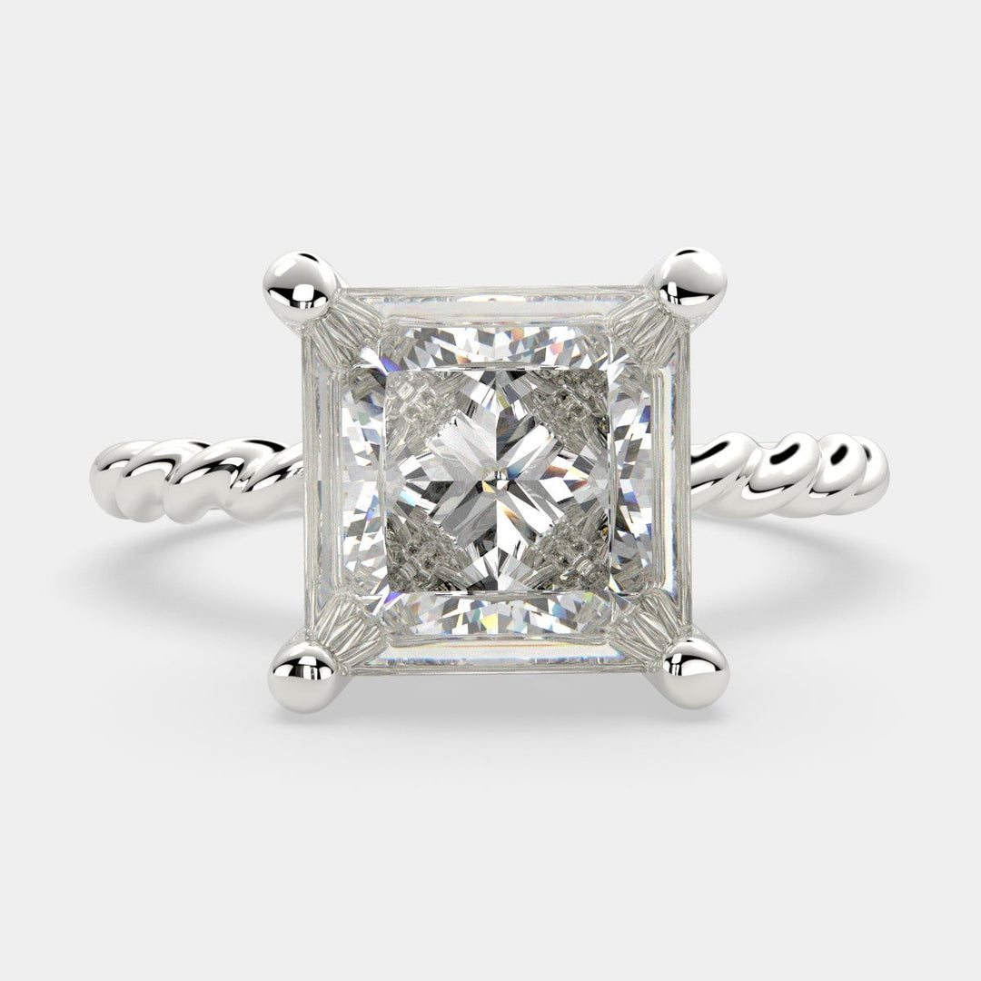 Renata Princess Cut Solitaire Rope Engagement Ring Setting - Nivetta
