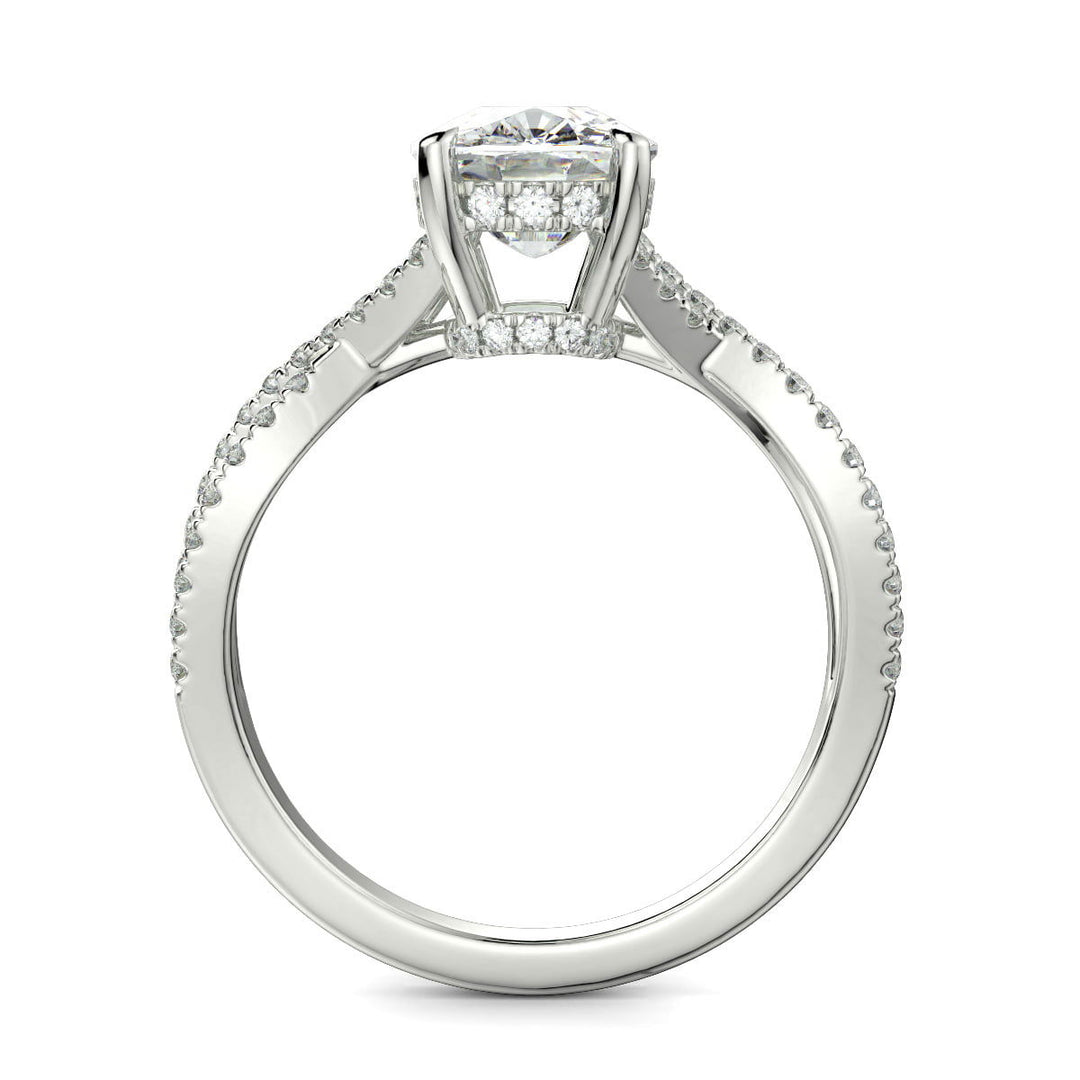 Rosalee Cushion Cut Pave Split Shank Twist Claw Set Engagement Ring Setting - Nivetta