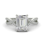 Load image into Gallery viewer, Rosalee Emerald Cut Pave Split Shank Twist Claw Set Engagement Ring Setting - Nivetta