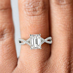 Load image into Gallery viewer, Rosalee Emerald Cut Pave Split Shank Twist Claw Set Engagement Ring Setting - Nivetta
