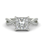 Load image into Gallery viewer, Rosalee Princess Cut Pave Split Shank Twist Claw Set Engagement Ring Setting - Nivetta