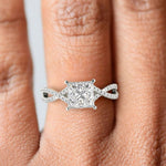 Load image into Gallery viewer, Rosalee Princess Cut Pave Split Shank Twist Claw Set Engagement Ring Setting - Nivetta