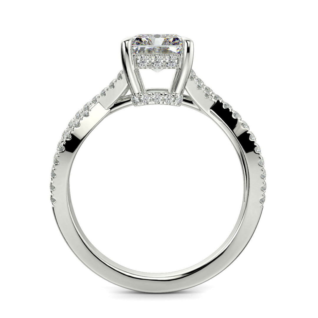 Rosalee Radiant Cut Pave Split Shank Twist Claw Set Engagement Ring Setting - Nivetta