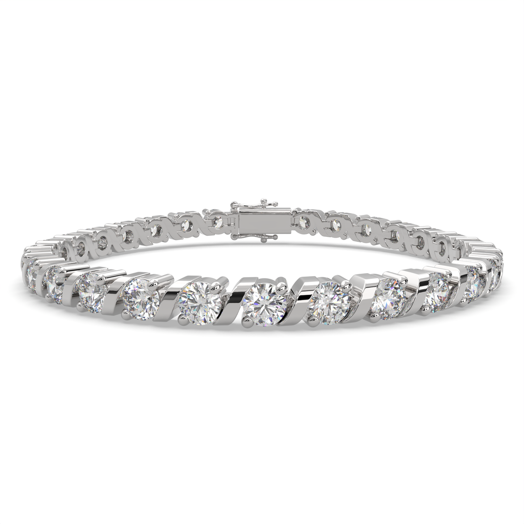 Rosamund Round Cut Diamond Tennis Bracelet S-Link (8 ctw) - Nivetta