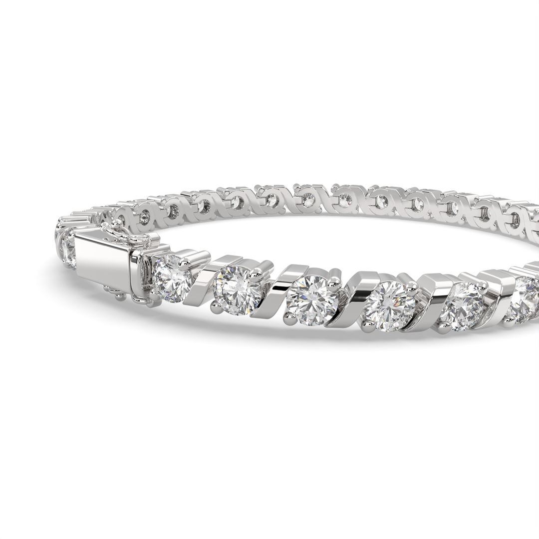 Rosamund Round Cut Diamond Tennis Bracelet S-Link (8 ctw) - Nivetta