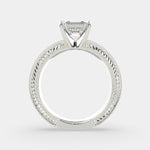 Load image into Gallery viewer, Sabrina Emerald Cut Solitaire Hand Engraved Milgrain Engagement Ring Setting - Nivetta