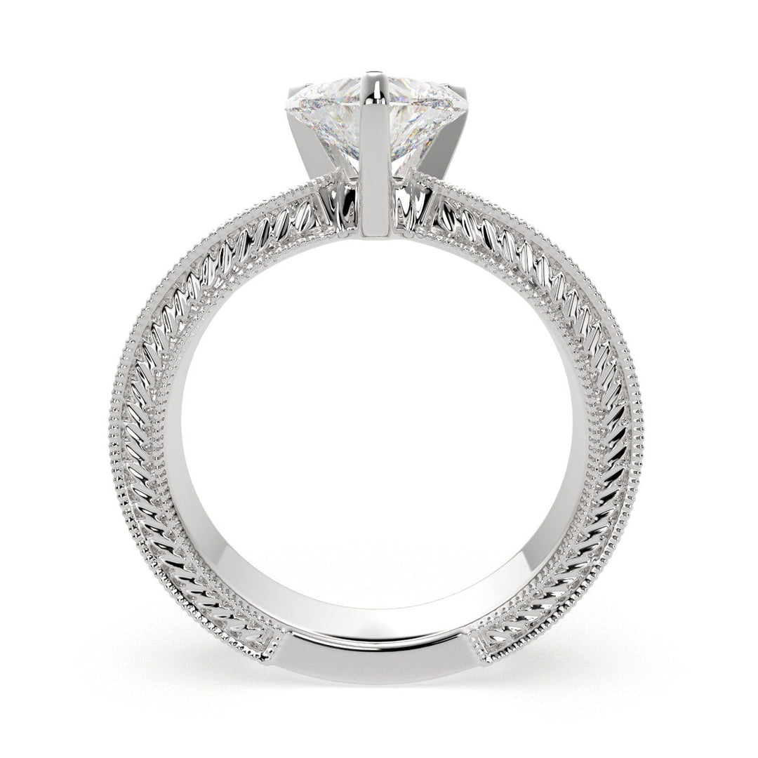 Sabrina Heart Cut Solitaire Hand Engraved Milgrain Engagement Ring Setting - Nivetta