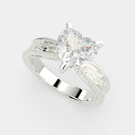 Load image into Gallery viewer, Sabrina Heart Cut Solitaire Hand Engraved Milgrain Engagement Ring Setting - Nivetta