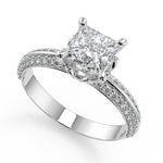 Load image into Gallery viewer, Sabrina Knife Edge Pave Double Sided Princess Cut Diamond Engagement Ring - Nivetta