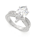 Load image into Gallery viewer, Sabrina Marquise Cut Solitaire Hand Engraved Milgrain Engagement Ring Setting - Nivetta