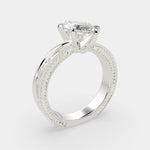 Load image into Gallery viewer, Sabrina Marquise Cut Solitaire Hand Engraved Milgrain Engagement Ring Setting - Nivetta