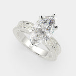 Load image into Gallery viewer, Sabrina Marquise Cut Solitaire Hand Engraved Milgrain Engagement Ring Setting - Nivetta