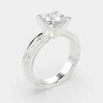 Load image into Gallery viewer, Sabrina Princess Cut Solitaire Hand Engraved Milgrain Engagement Ring Setting - Nivetta
